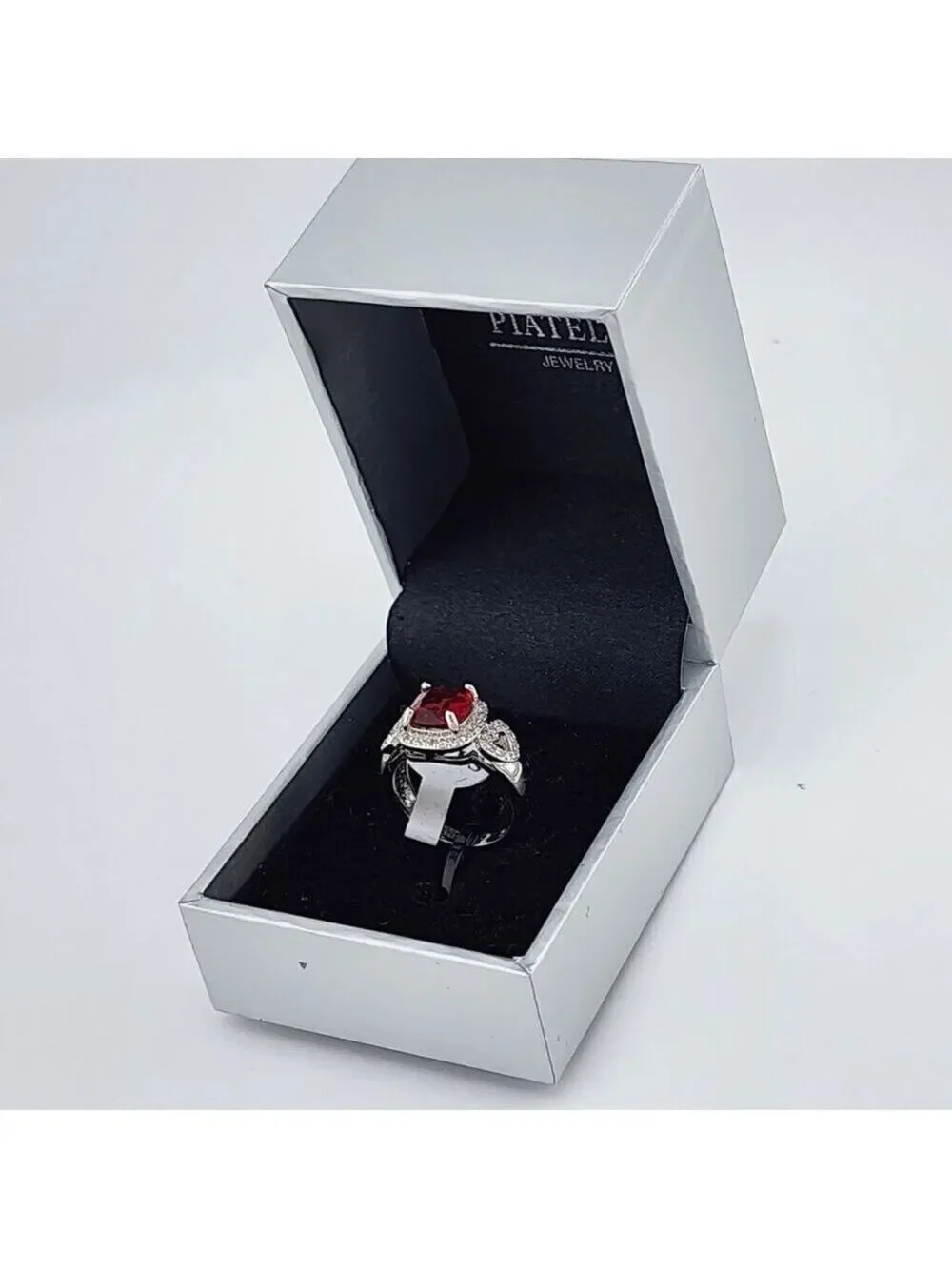 Brand New Gold Plated Red Gemstone double Heart Ring